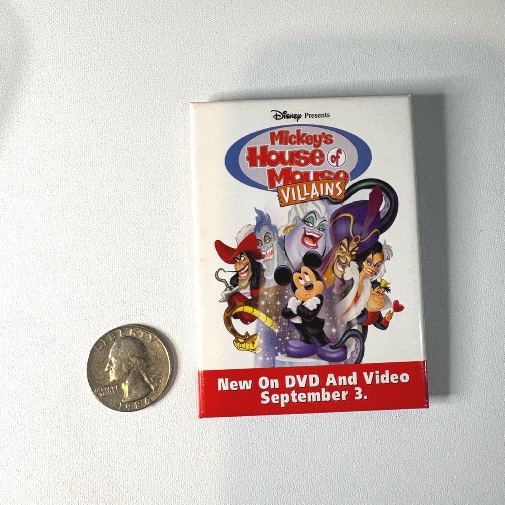 Disney Mickey's House of Mouse Villains Promotional Pin Button DVD Release 2002